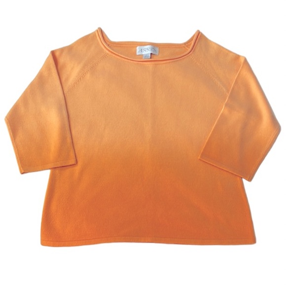 Casual Corner Annex Ombré Peachy Orange to Orange Boatneck 3/4 Sleeve Sweater L - Picture 1 of 6